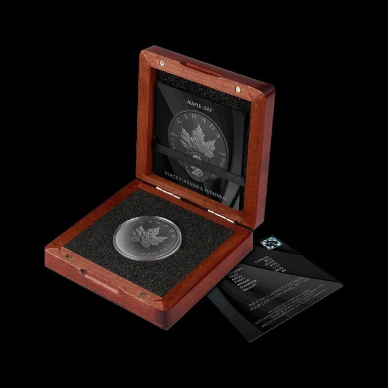 2025 1 oz Silver Maple Leaf — Black Platinum & Ruthenium Ennobled (BU) - Image 3