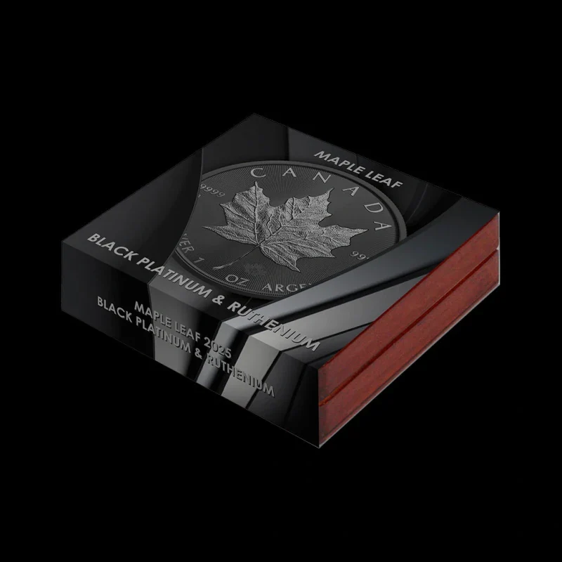 2025 1 oz Silver Maple Leaf — Black Platinum & Ruthenium Ennobled (BU) - Image 4