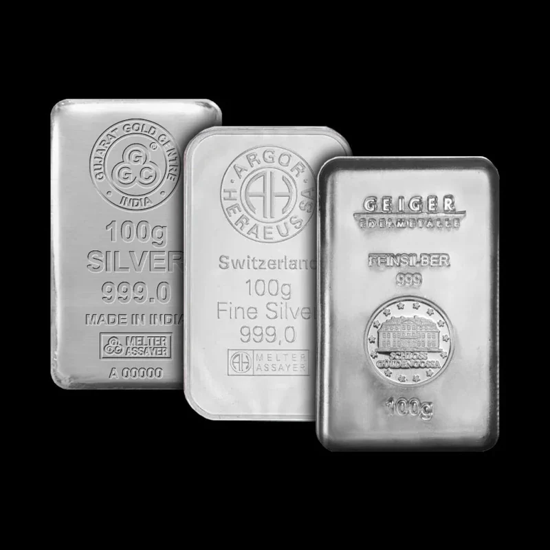 100 Gram Silver Bar (Various Brands, .999, BU)