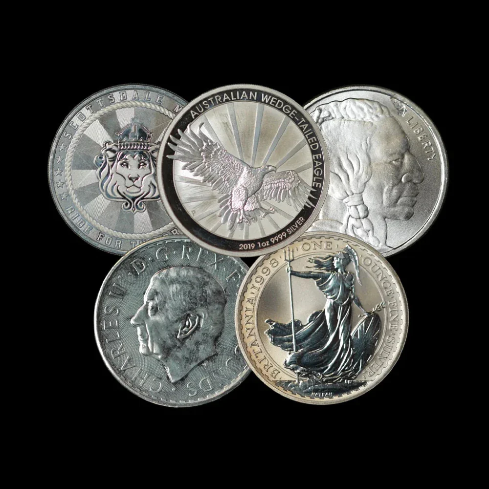 1 oz Silver Coins & Rounds – Secondary Market (Varied Condition)